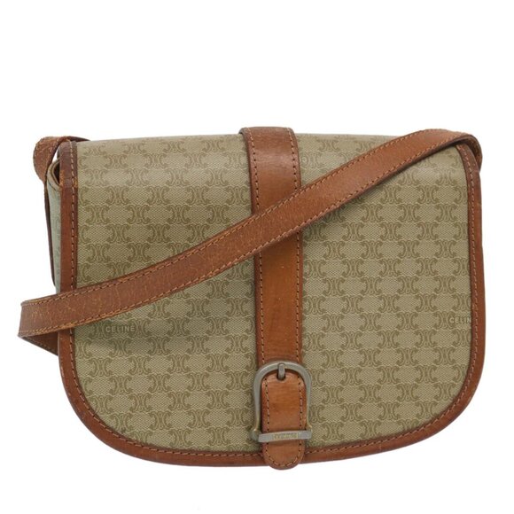 CELINE Macadam Canvas Shoulder Bag Beige - Picture 1 of 16